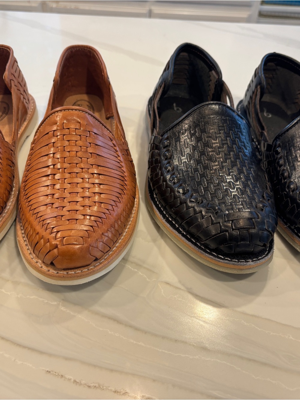 Men's Woven Leather Slip-On Loafers in Brown and Black- Artisan Mexican Huarache